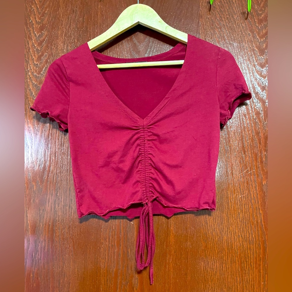 Maroon Med Shein Cropped Top